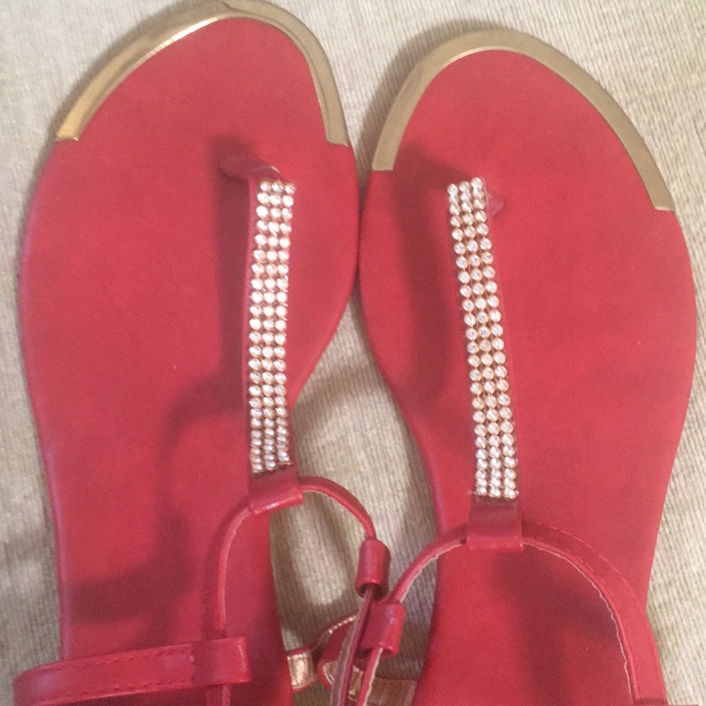 Pretty Red Rhinestone Sandals - Picture 5 of 6